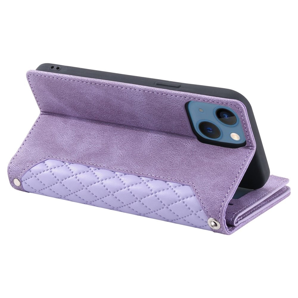 Apple iPhone 13 Quiltad plånboksväska, Lila