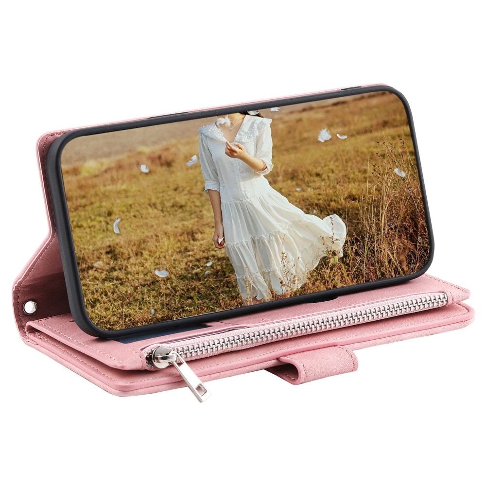 iPhone 13 Quiltad plånboksväska, rosa