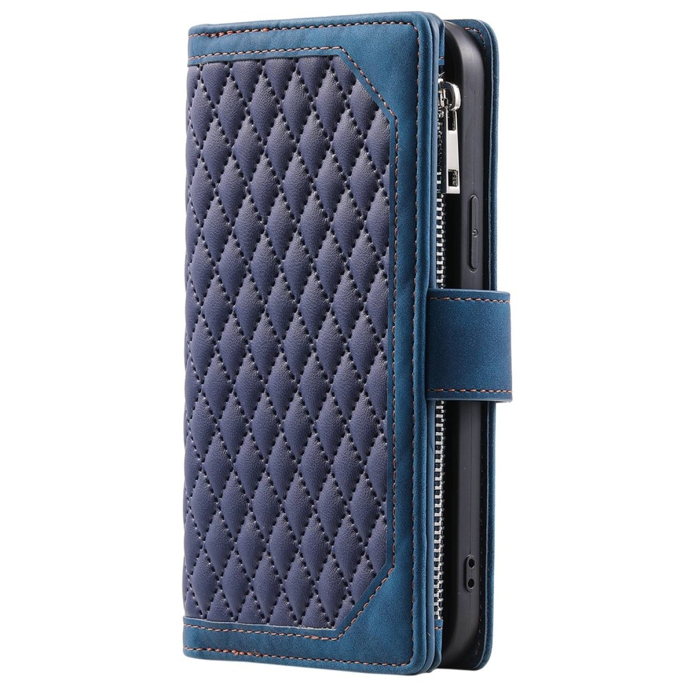 iPhone 14 Plus Quiltad plånboksväska, blå