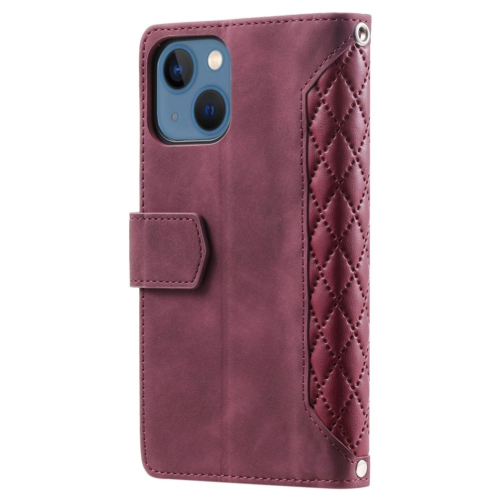 Apple iPhone 14 Quiltad plånboksväska, Röd