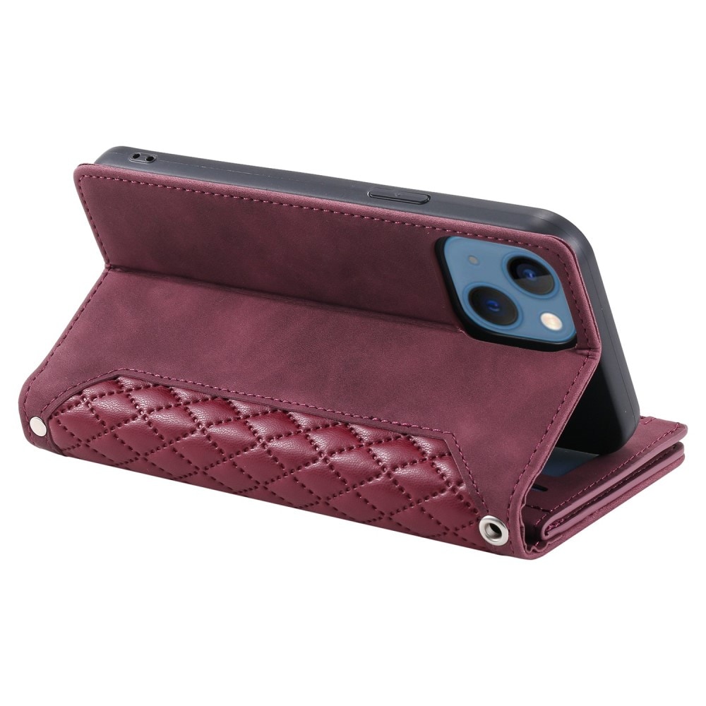 Apple iPhone 14 Quiltad plånboksväska, Röd
