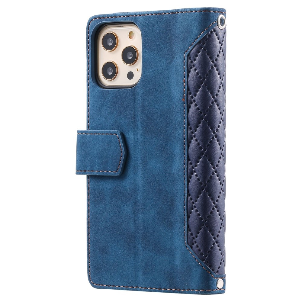 iPhone 12/12 Pro Quiltad plånboksväska, blå