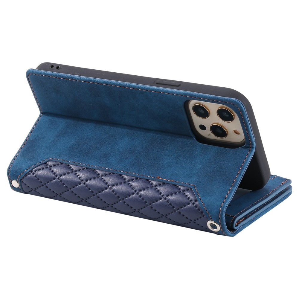 iPhone 12/12 Pro Quiltad plånboksväska, blå