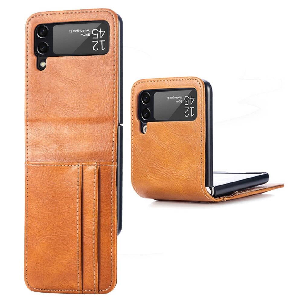 Samsung Galaxy Z Flip 4 Enkelt mobilfodral, cognac