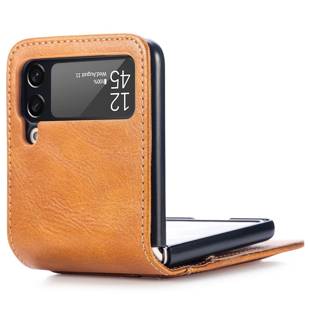 Samsung Galaxy Z Flip 4 Enkelt mobilfodral, cognac