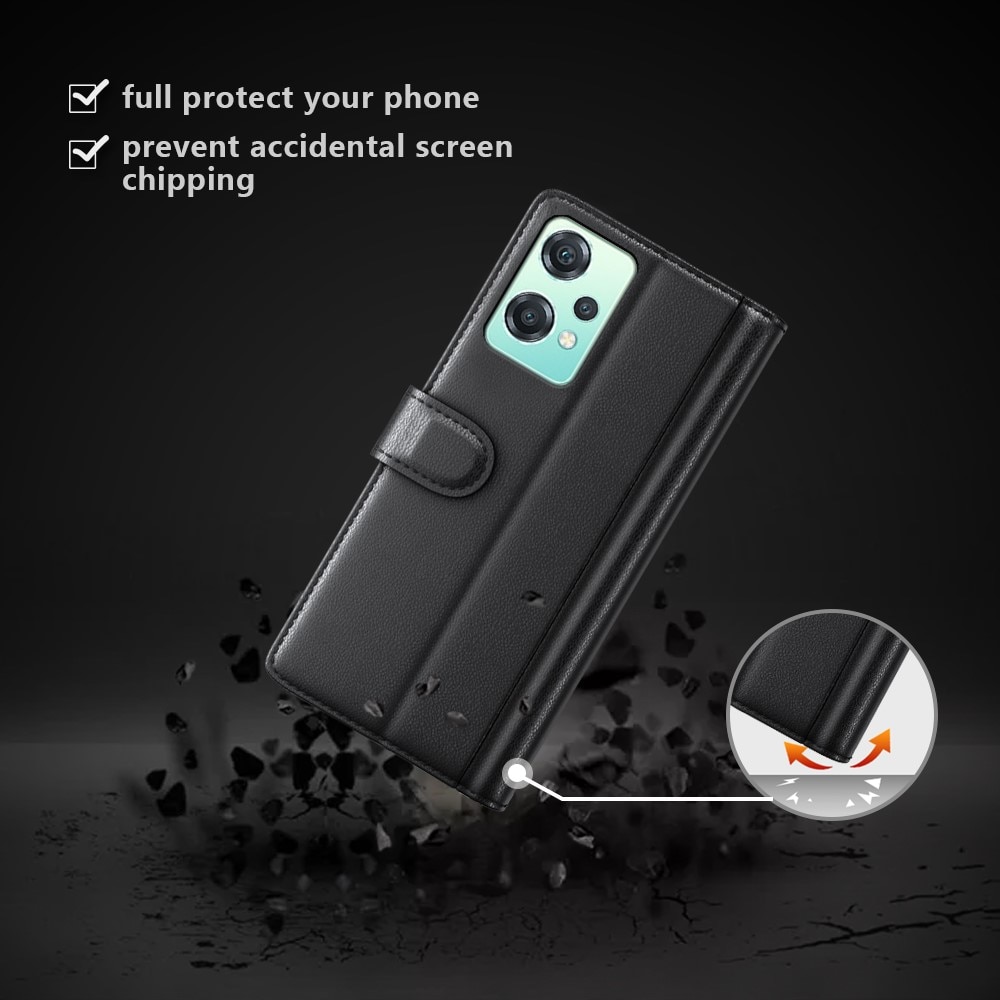 OnePlus Nord CE 2 Lite 5G Plånboksfodral i Äkta Läder, svart