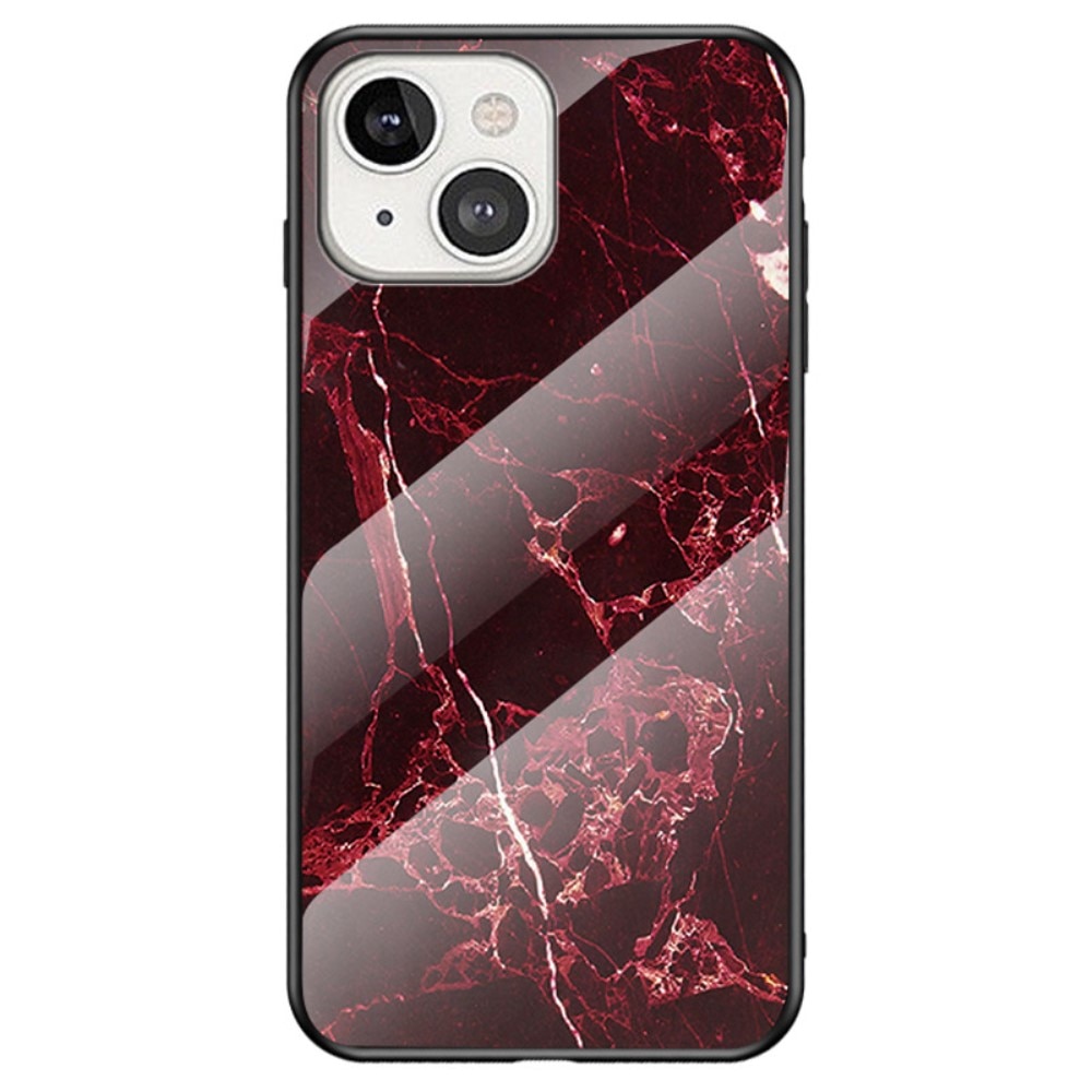 iPhone 14 Plus Mobilskal med baksida av glas, röd marmor