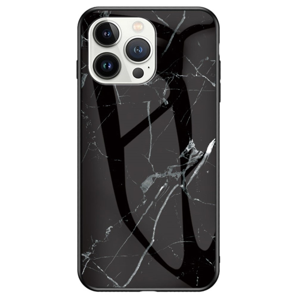 iPhone 14 Pro Max Mobilskal med baksida av glas, svart marmor