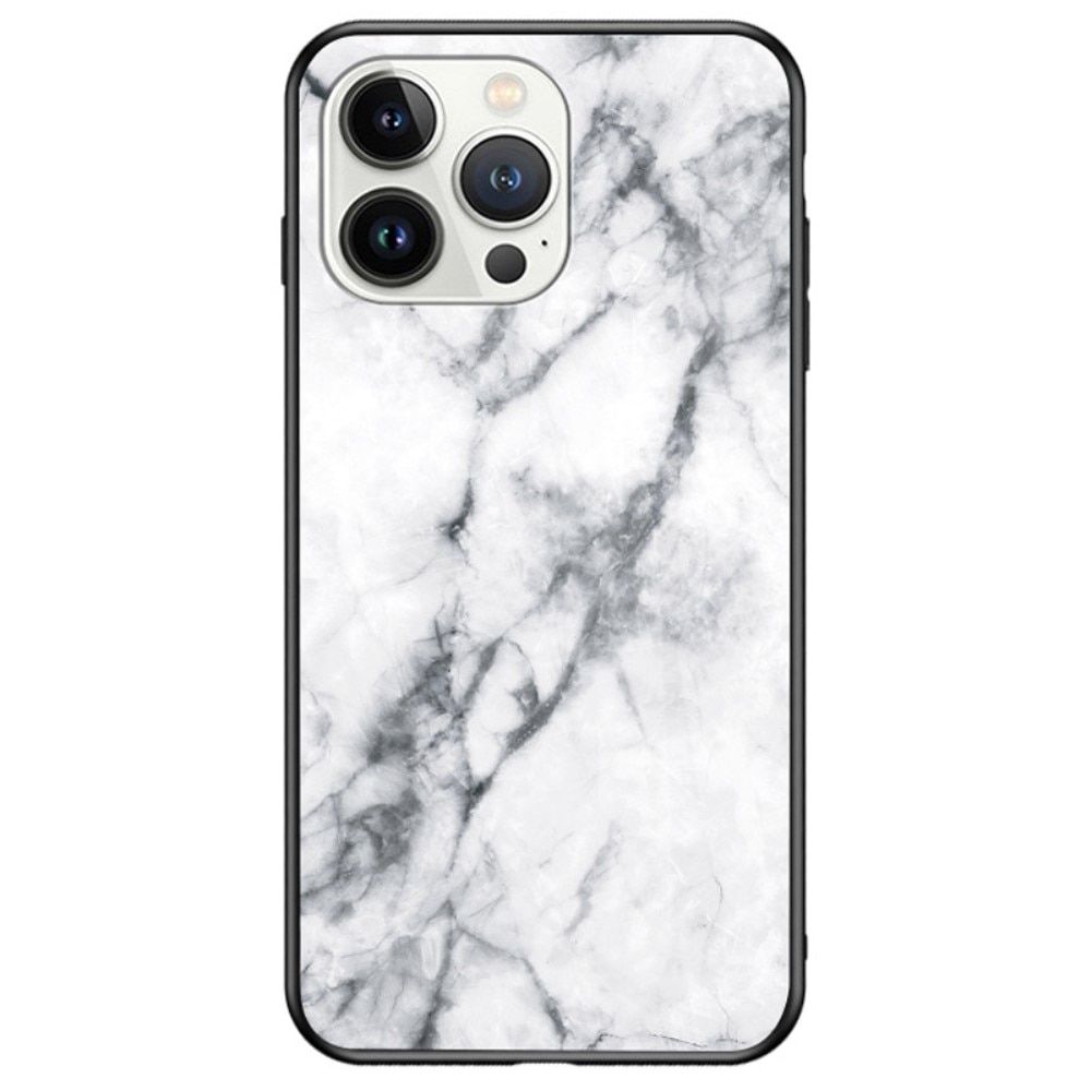 iPhone 14 Pro Mobilskal med baksida av glas, vit marmor