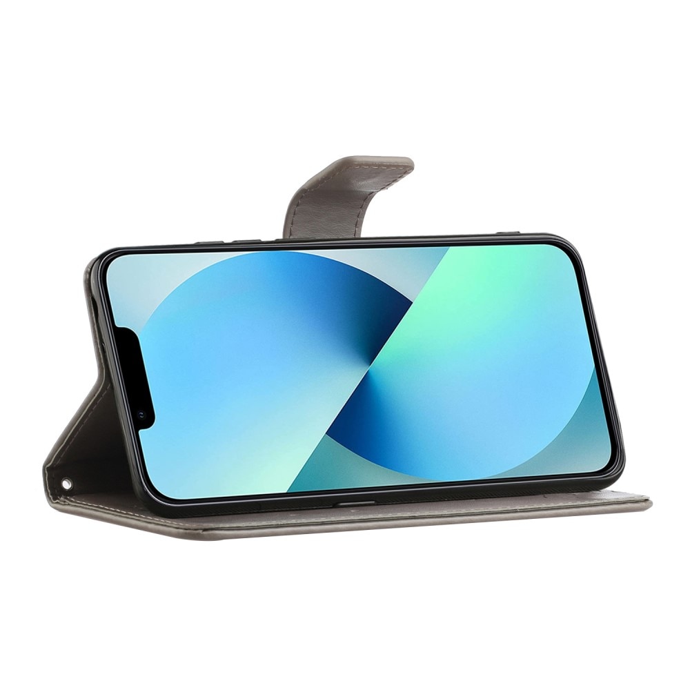 iPhone 14 Pro Mobilfodral med fjärilar, grå