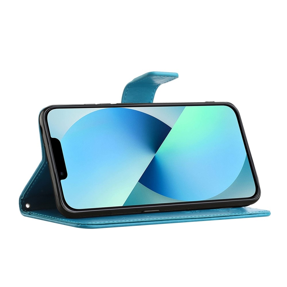 iPhone 14 Plus Mobilfodral med fjärilar, blå