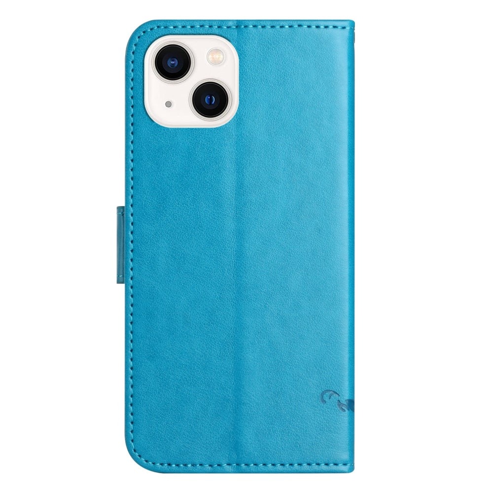 iPhone 14 Plus Mobilfodral med fjärilar, blå