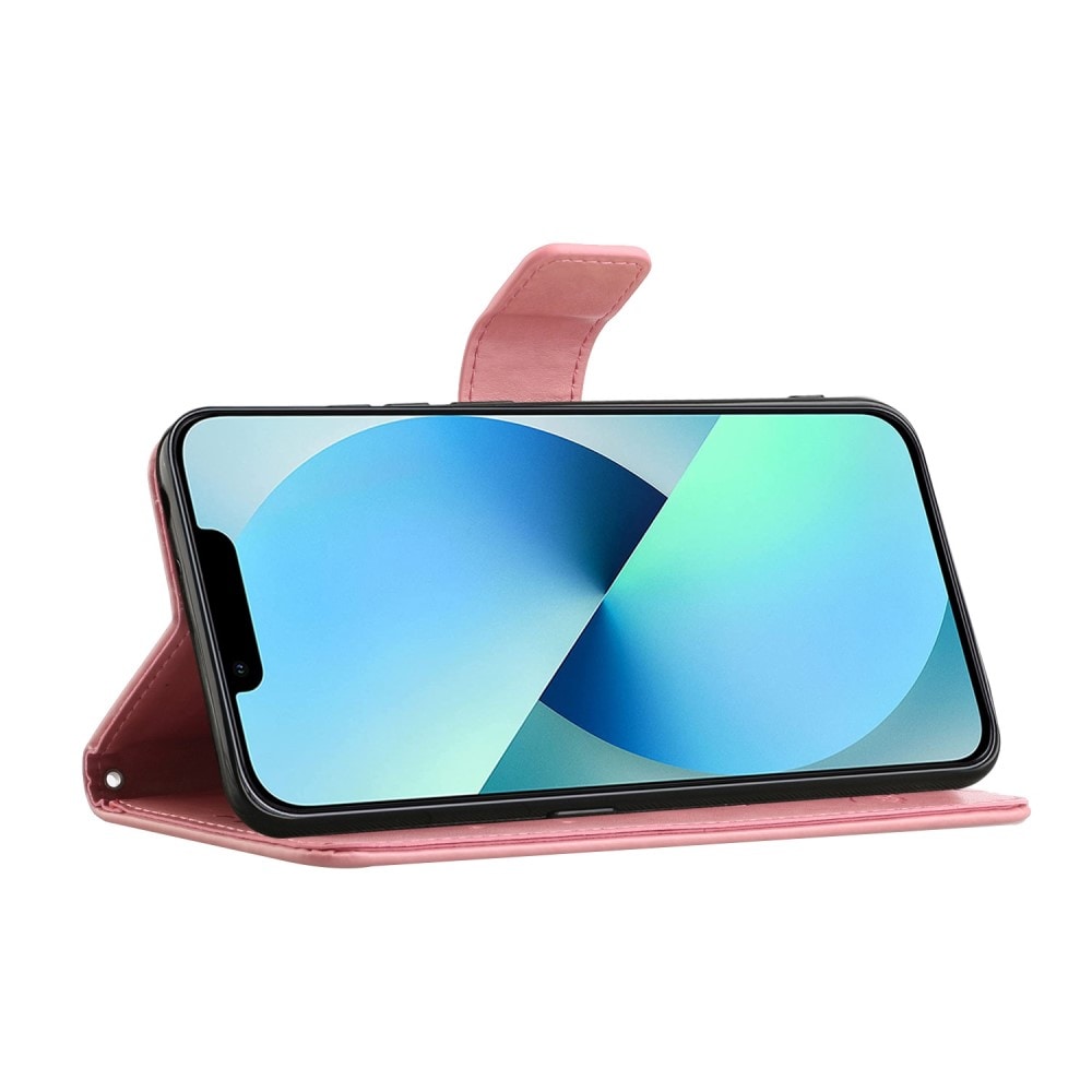 iPhone 14 Plus Mobilfodral med fjärilar, Rosa
