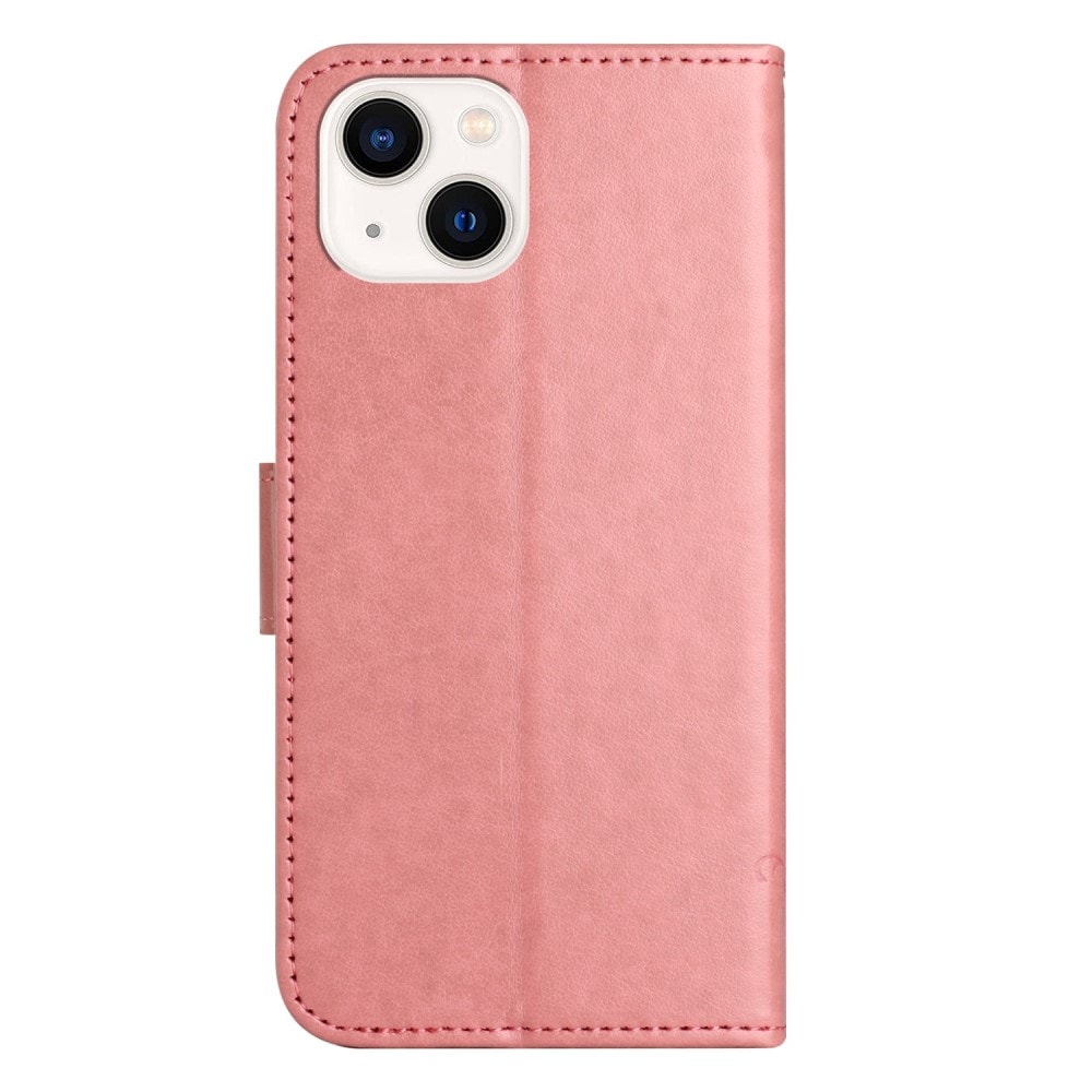 iPhone 14 Plus Mobilfodral med fjärilar, Rosa