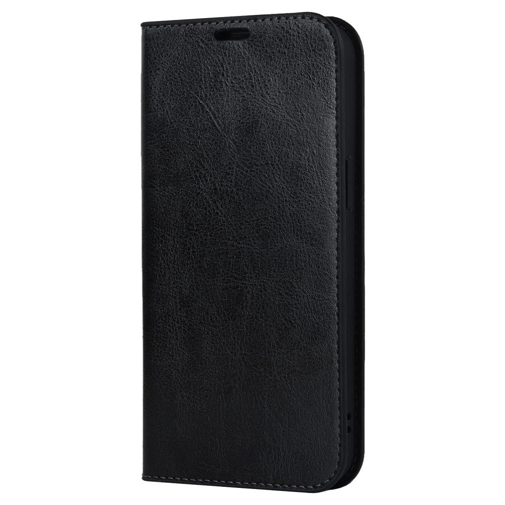 iPhone 14 Pro Max Smidigt mobilfodral i äkta läder, svart