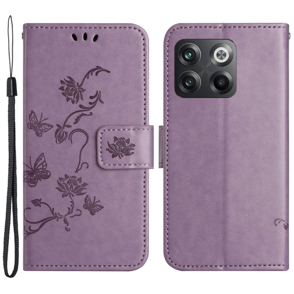 OnePlus 10T Mobilfodral med fjärilar, lila