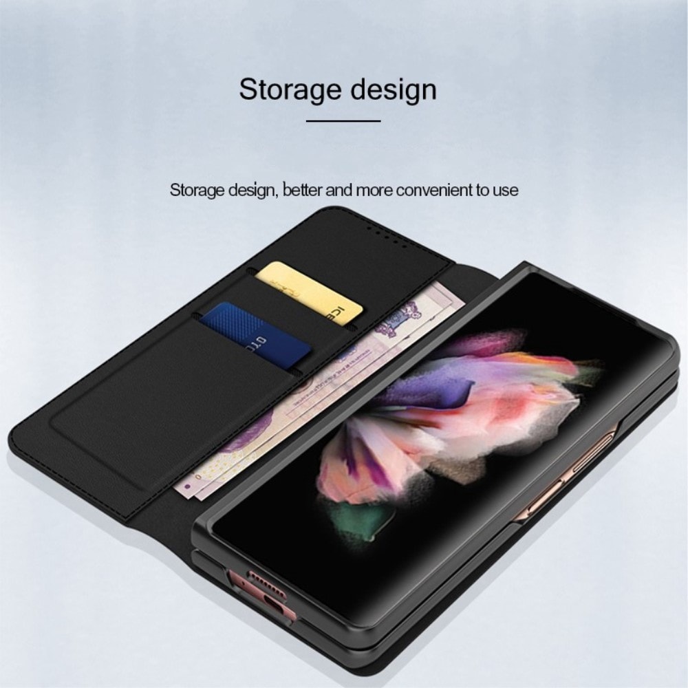 Samsung Galaxy Z Fold 4 Plånboksfodral i Äkta Läder, Brun