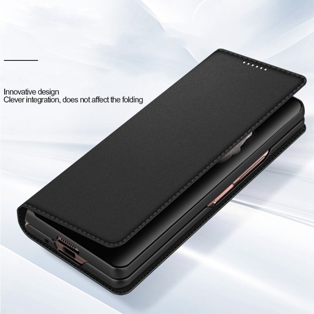 Samsung Galaxy Z Fold 4 Plånboksfodral i Äkta Läder, Brun