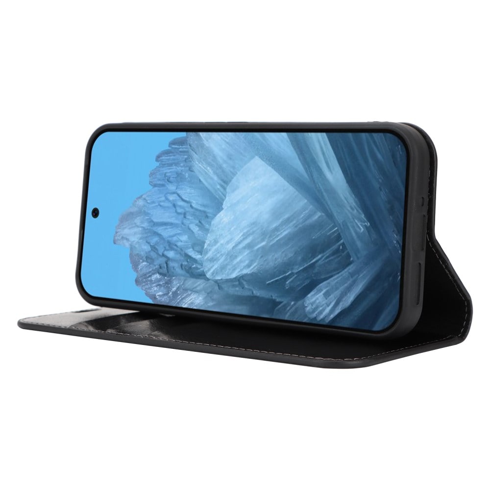 Google Pixel 9 Pro XL Smidigt mobilfodral i äkta läder, Svart