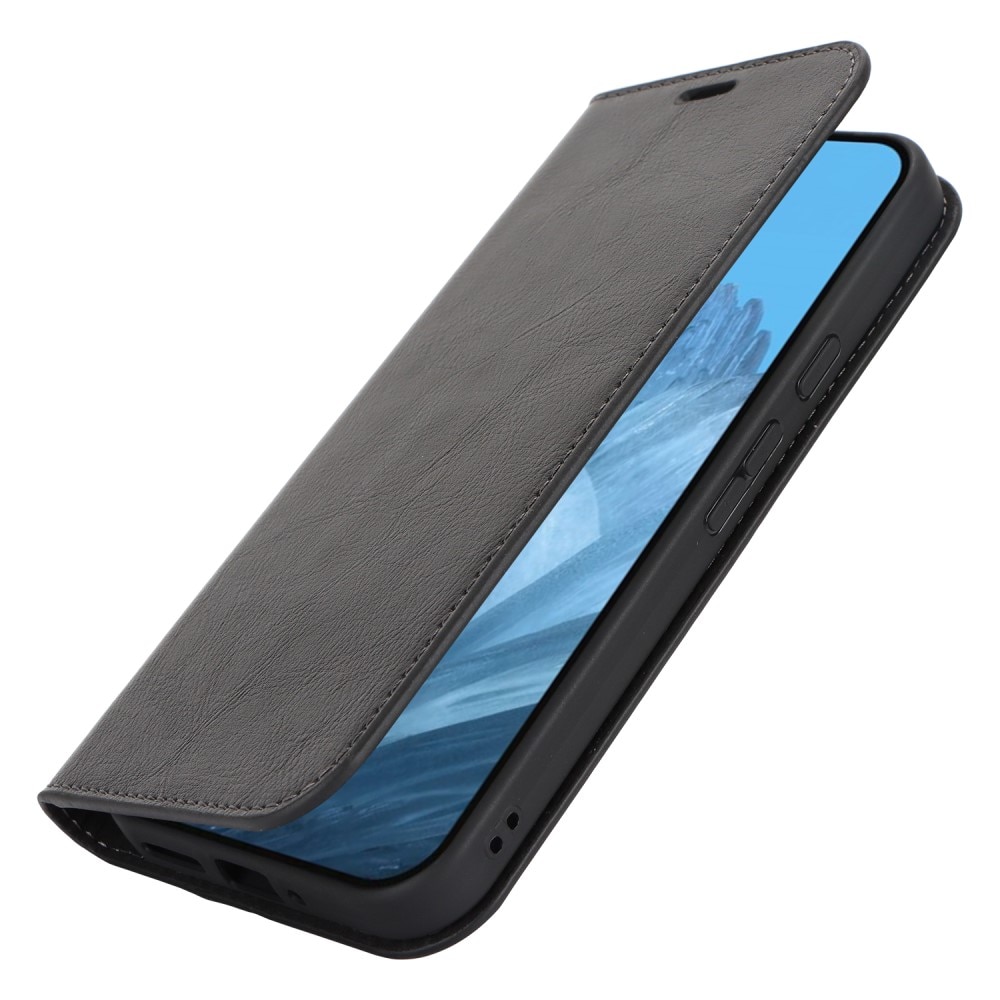 Google Pixel 9 Pro XL Smidigt mobilfodral i äkta läder, Svart
