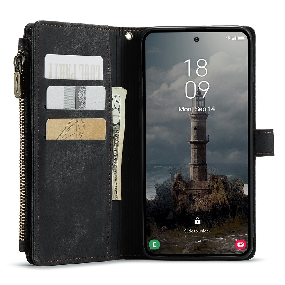 Samsung Galaxy A55 Plåboksfodral med blixtlås, Svart