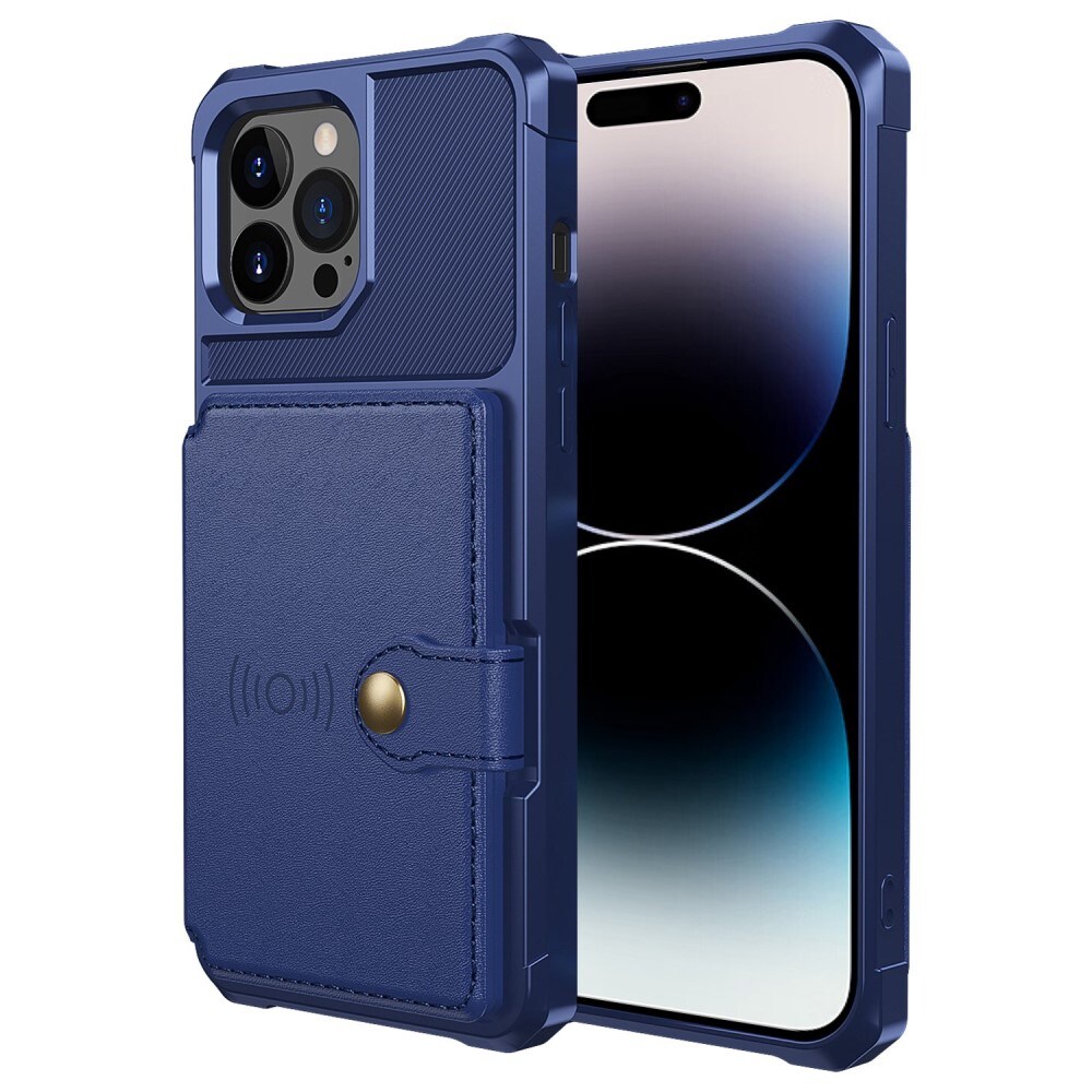 iPhone 14 Pro Stöttåligt Mobilskal med Plånbok, Blå
