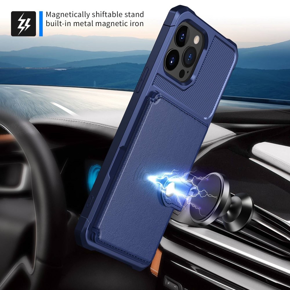 iPhone 14 Pro Stöttåligt Mobilskal med Plånbok, Blå