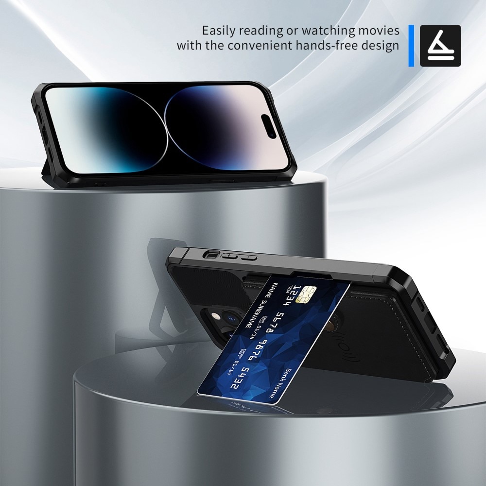 iPhone 14 Pro Max Stöttåligt Mobilskal med Plånbok, svart