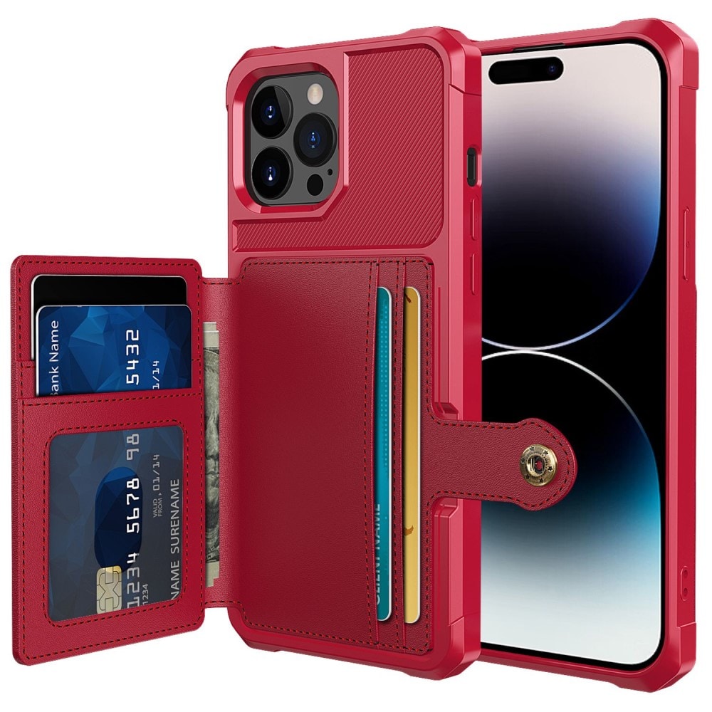 iPhone 14 Pro Max Stöttåligt Mobilskal med Plånbok, Röd