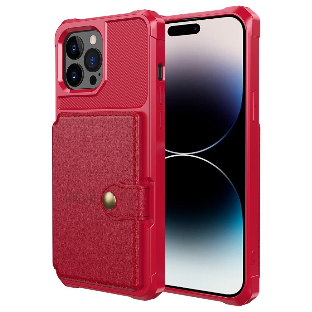 iPhone 14 Pro Max Stöttåligt Mobilskal med Plånbok, Röd