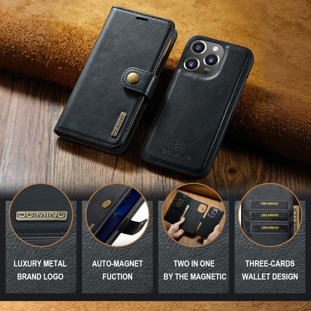 iPhone 16 Pro Plånboksfodral med avtagbart skal, Black