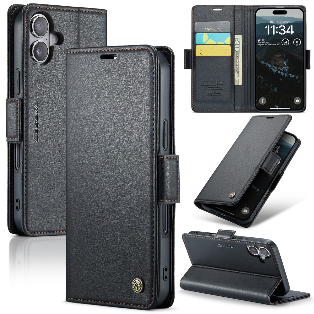 iPhone 17 Slimmat RFID-plånboksfodral, Svart