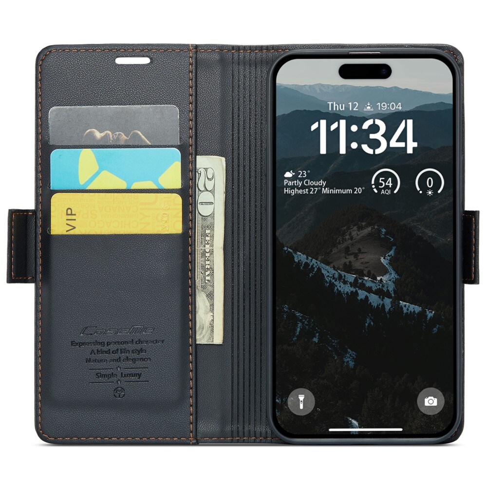iPhone 17 Slimmat RFID-plånboksfodral, Svart