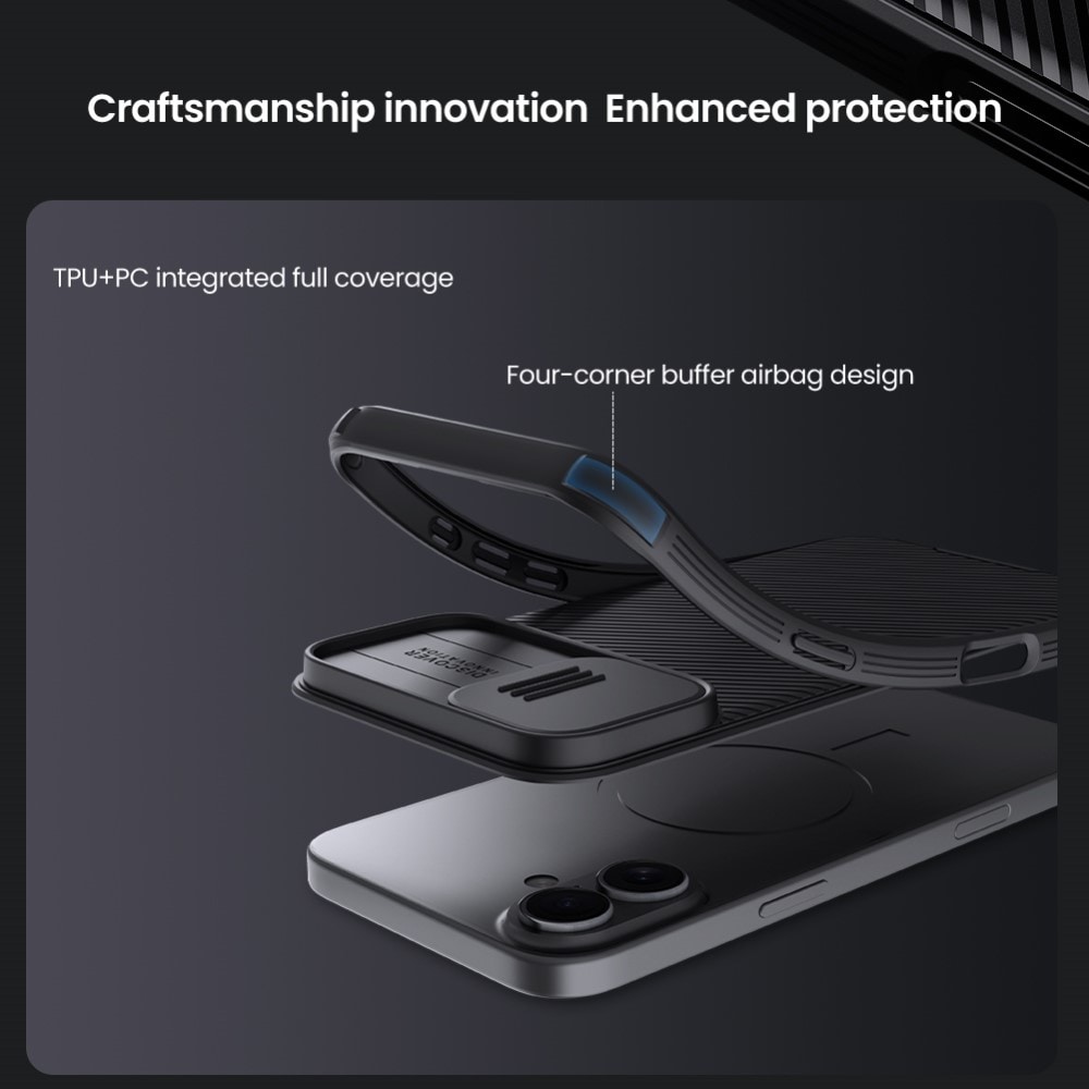 iPhone 16 MagSafe-skal med kameraskydd - CamShield, Svart
