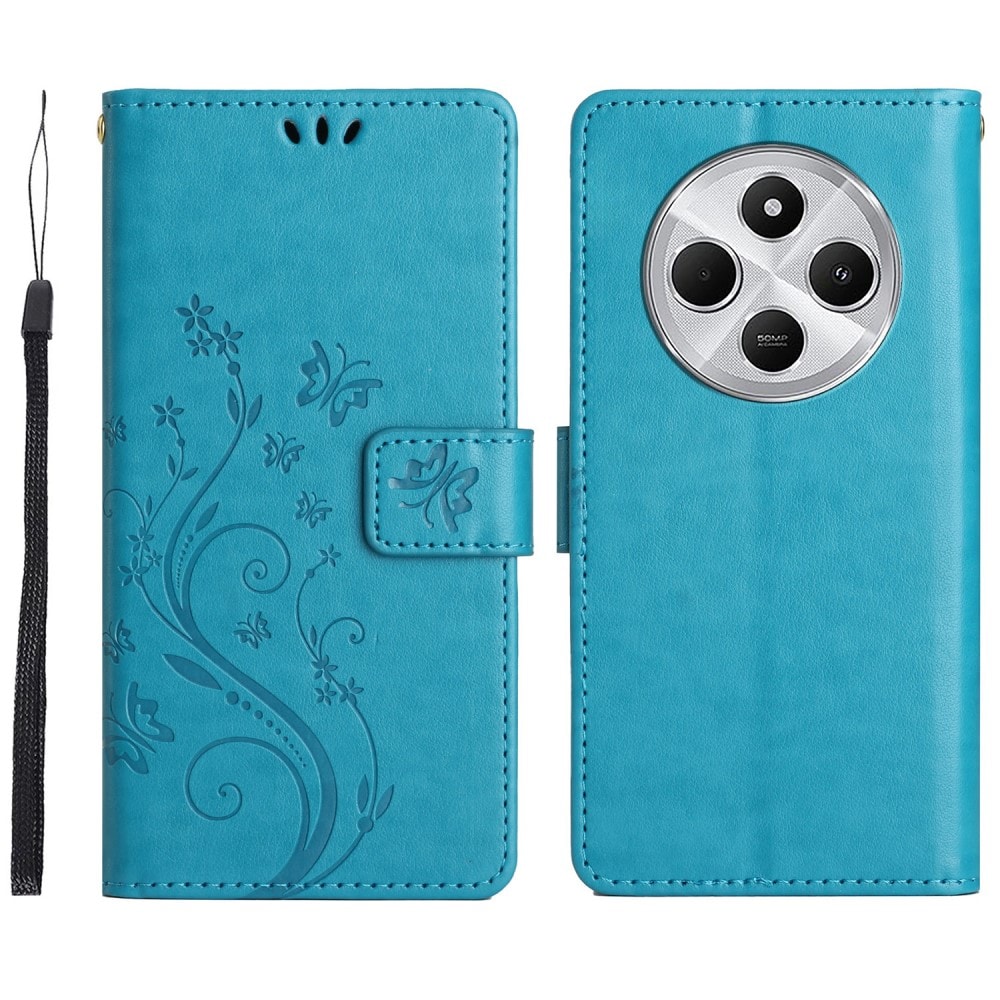 Xiaomi Redmi 14C Mobilfodral med fjärilar, Blå