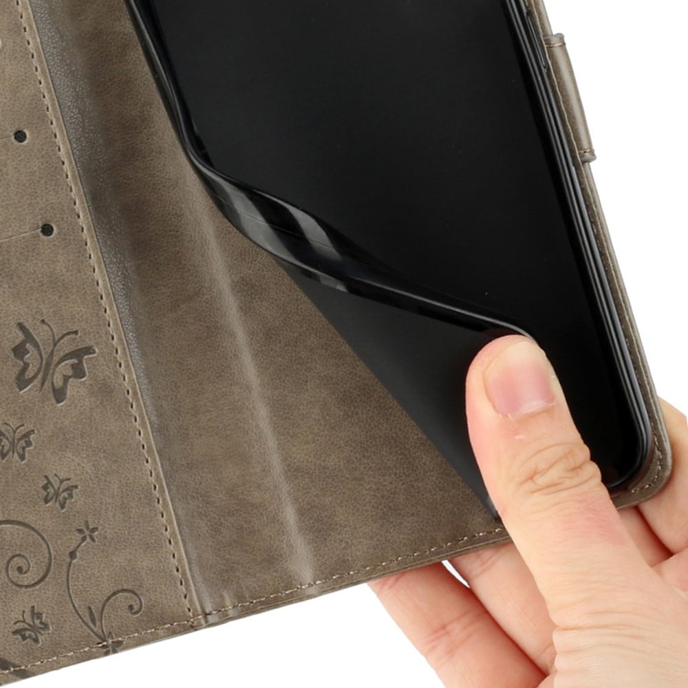 Xiaomi Redmi 14C Mobilfodral med fjärilar, Grå