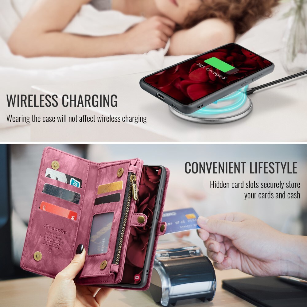 Samsung Galaxy S24 FE Rymligt plånboksfodral med många kortfack, Röd