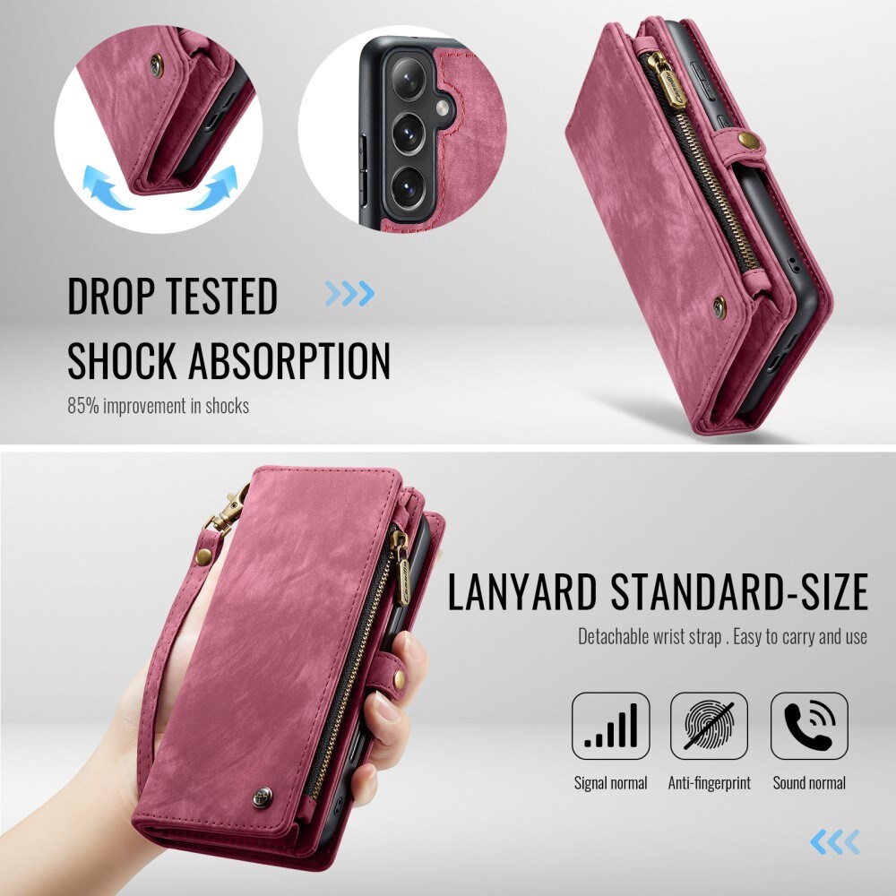 Samsung Galaxy S24 FE Rymligt plånboksfodral med många kortfack, Röd