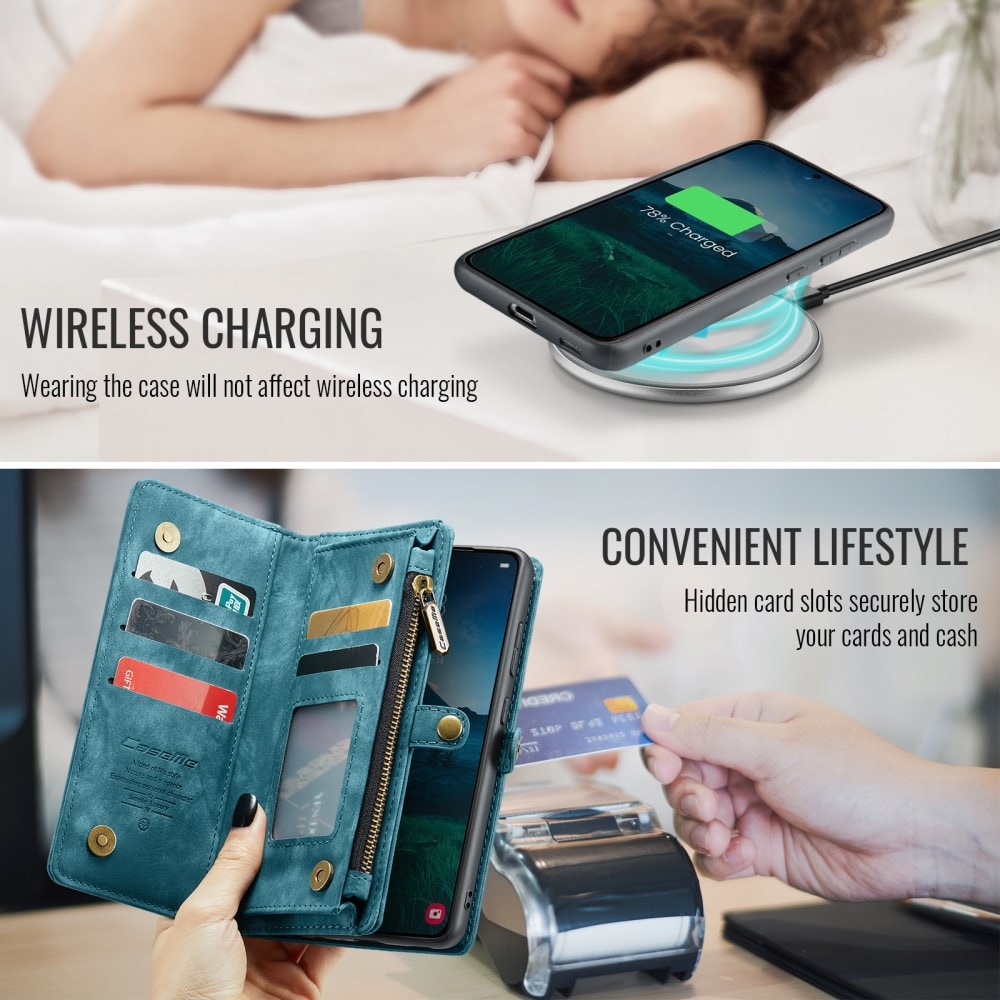 Samsung Galaxy S24 FE Rymligt plånboksfodral med många kortfack, Blå