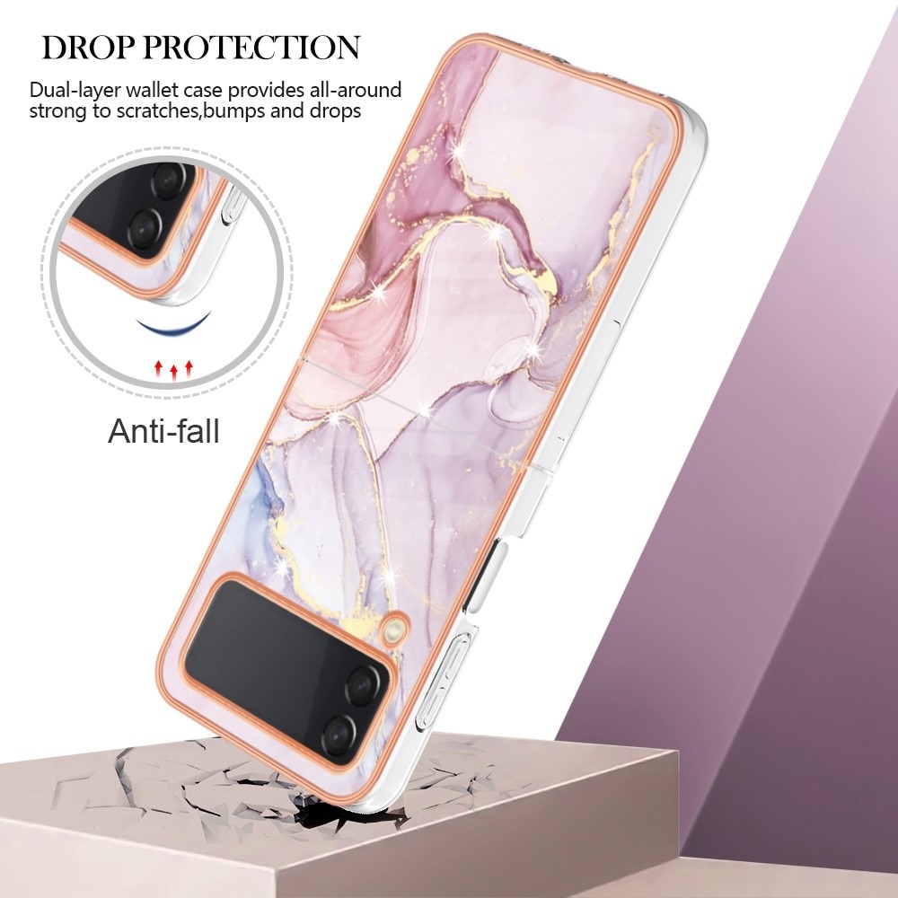 Samsung Galaxy Z Flip 4 Mobilskal i TPU, rosa marmor