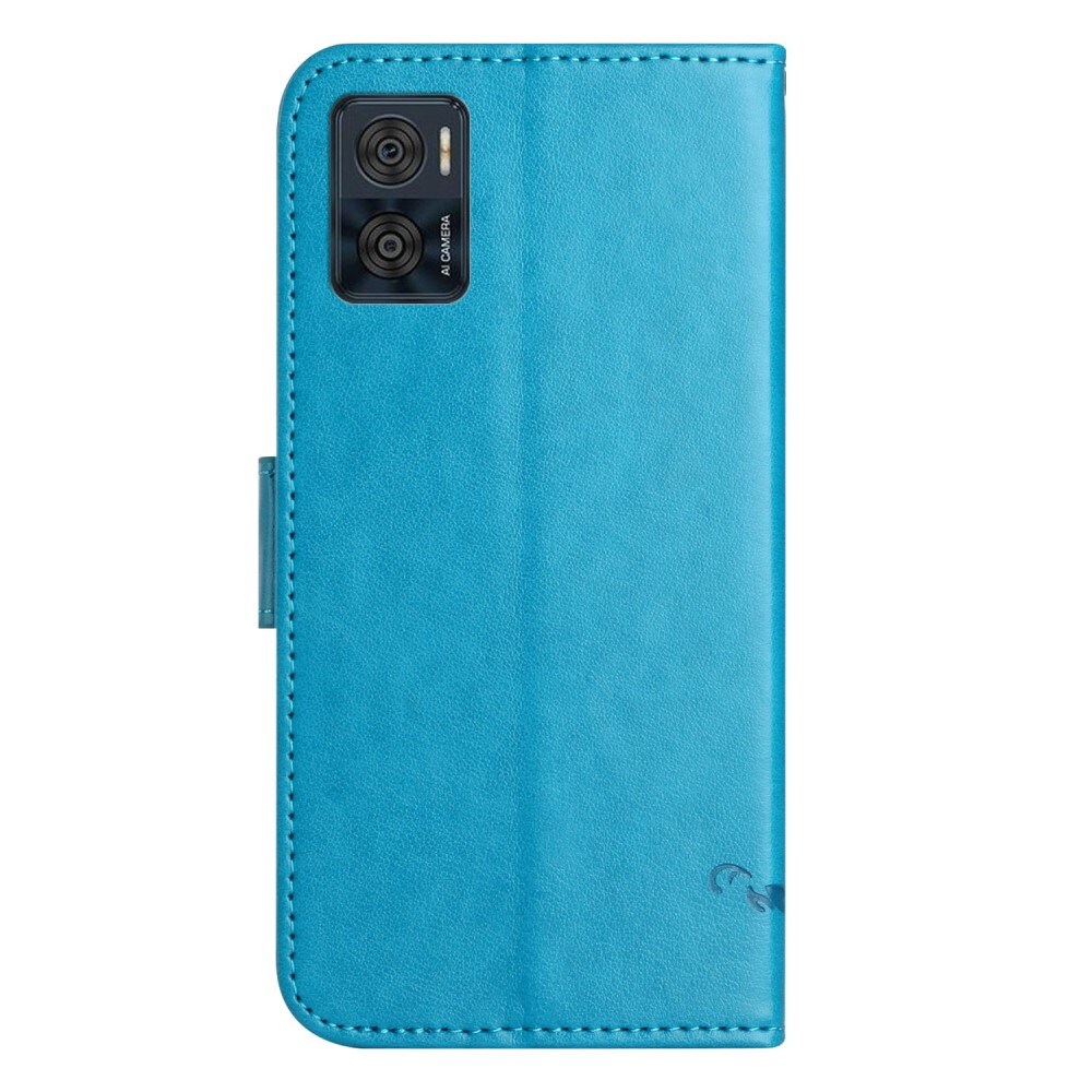 Motorola Moto E22i Mobilfodral med fjärilar, Blå