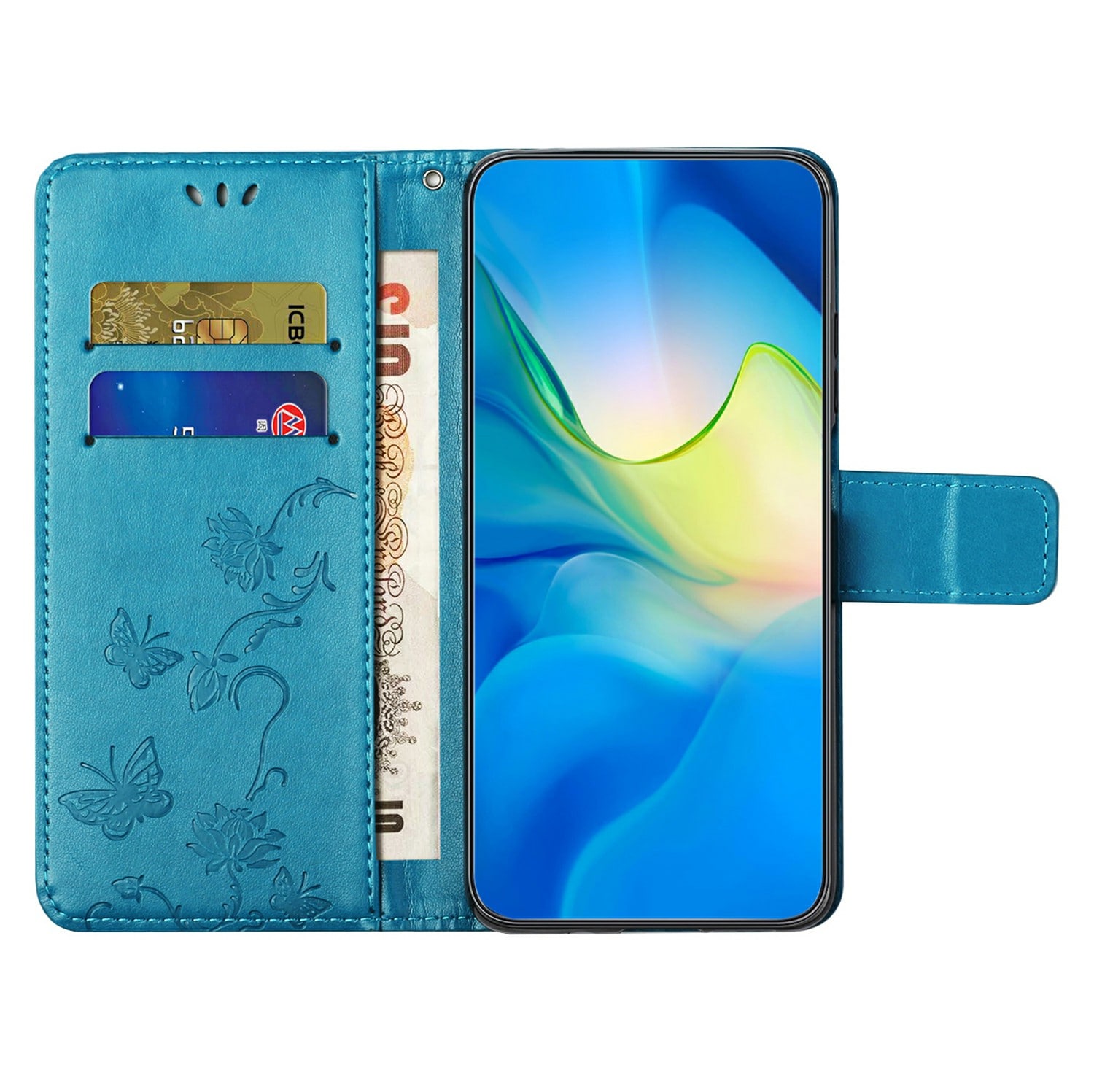 Samsung Galaxy A17 Mobilfodral med fjärilar, Blå