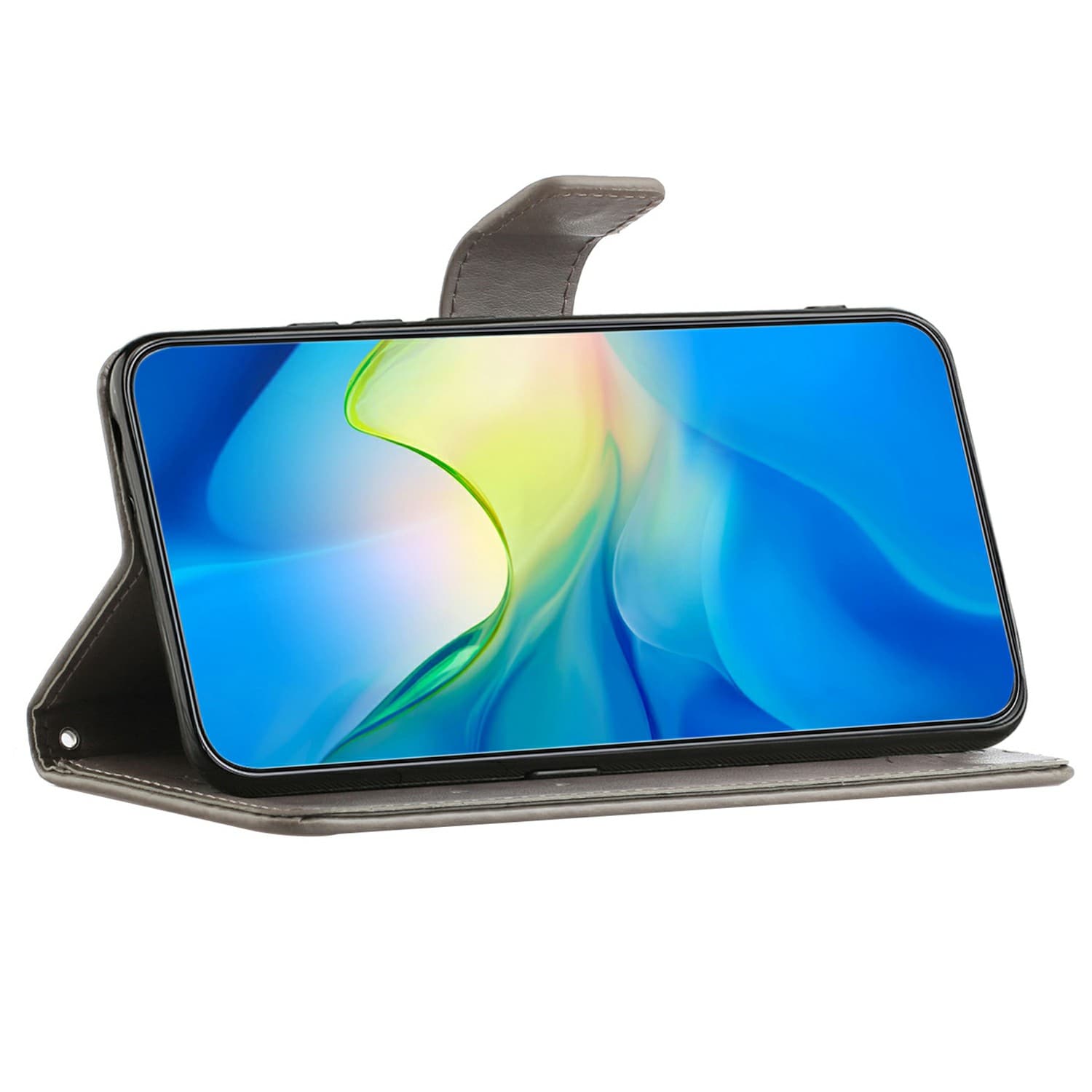Samsung Galaxy A17 Mobilfodral med fjärilar, Grå
