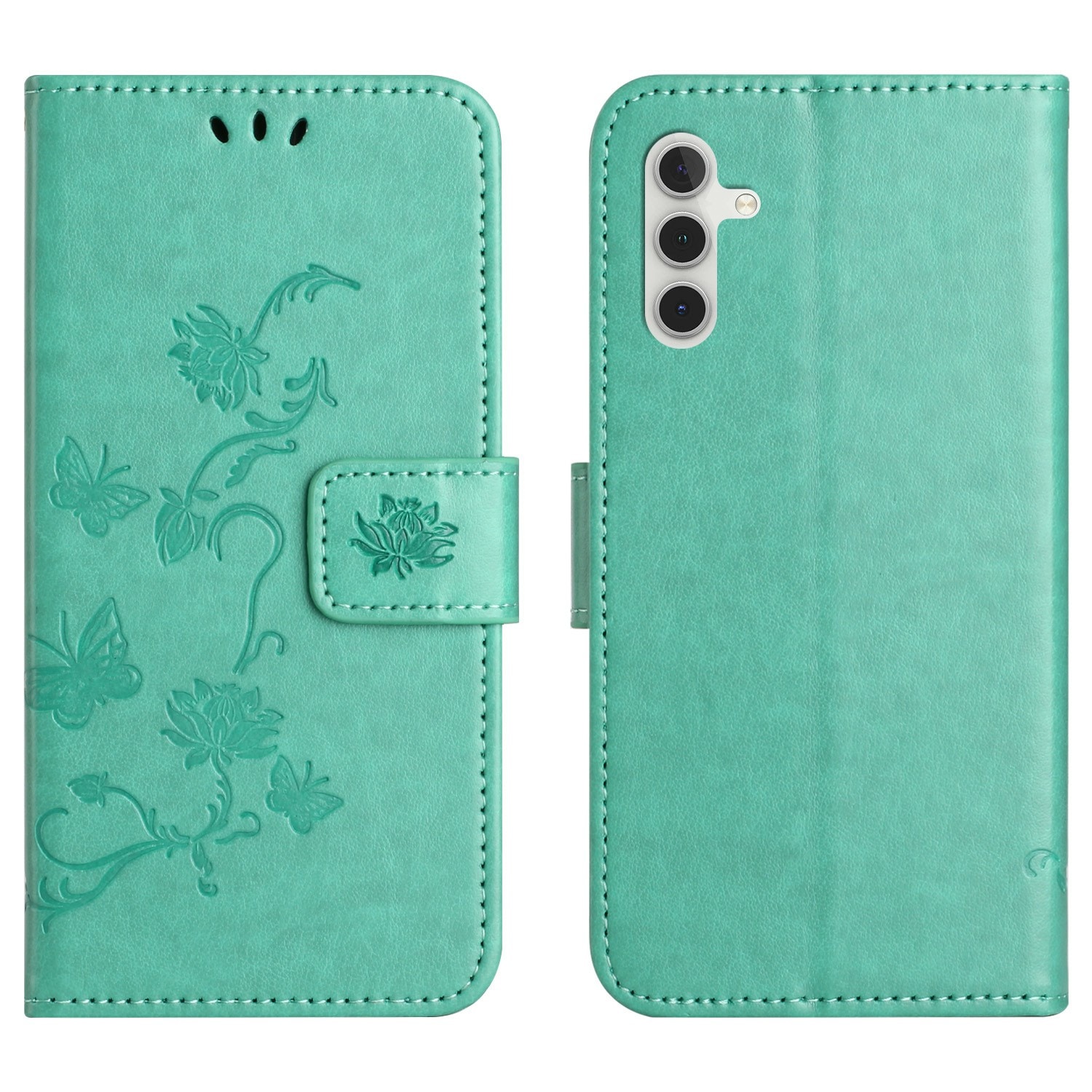 Samsung Galaxy A26 Mobilfodral med fjärilar, Grön