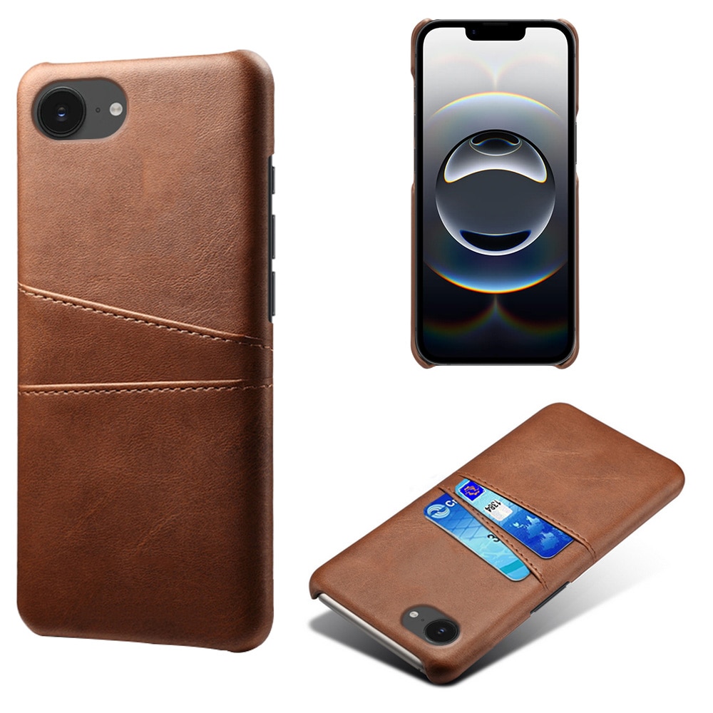 iPhone 16e Snyggt skal med 2 kortfack, Brun