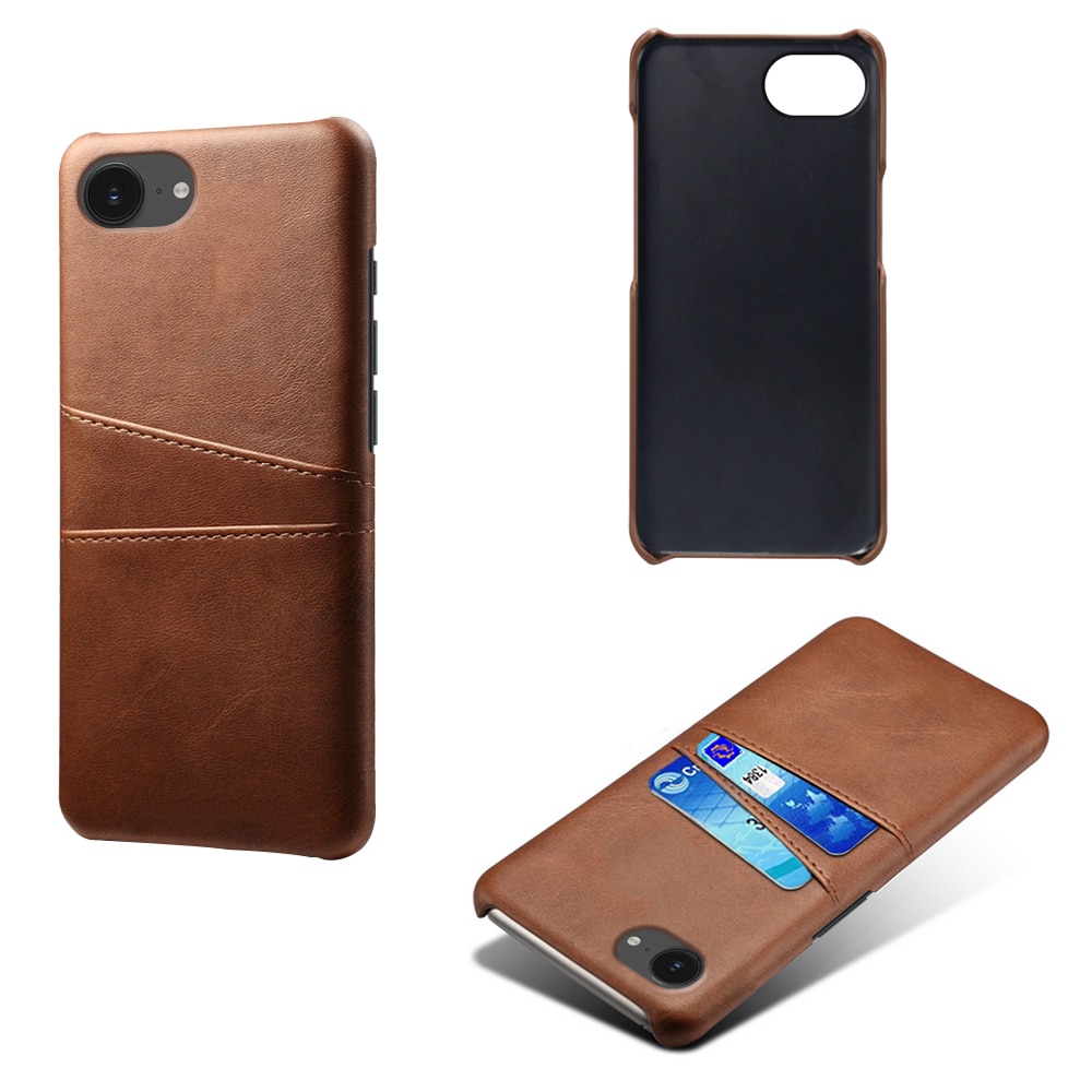iPhone 16e Snyggt skal med 2 kortfack, Brun