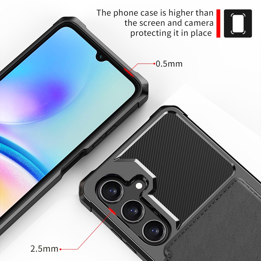 Samsung Galaxy A16 Stöttåligt Mobilskal med Plånbok, Svart