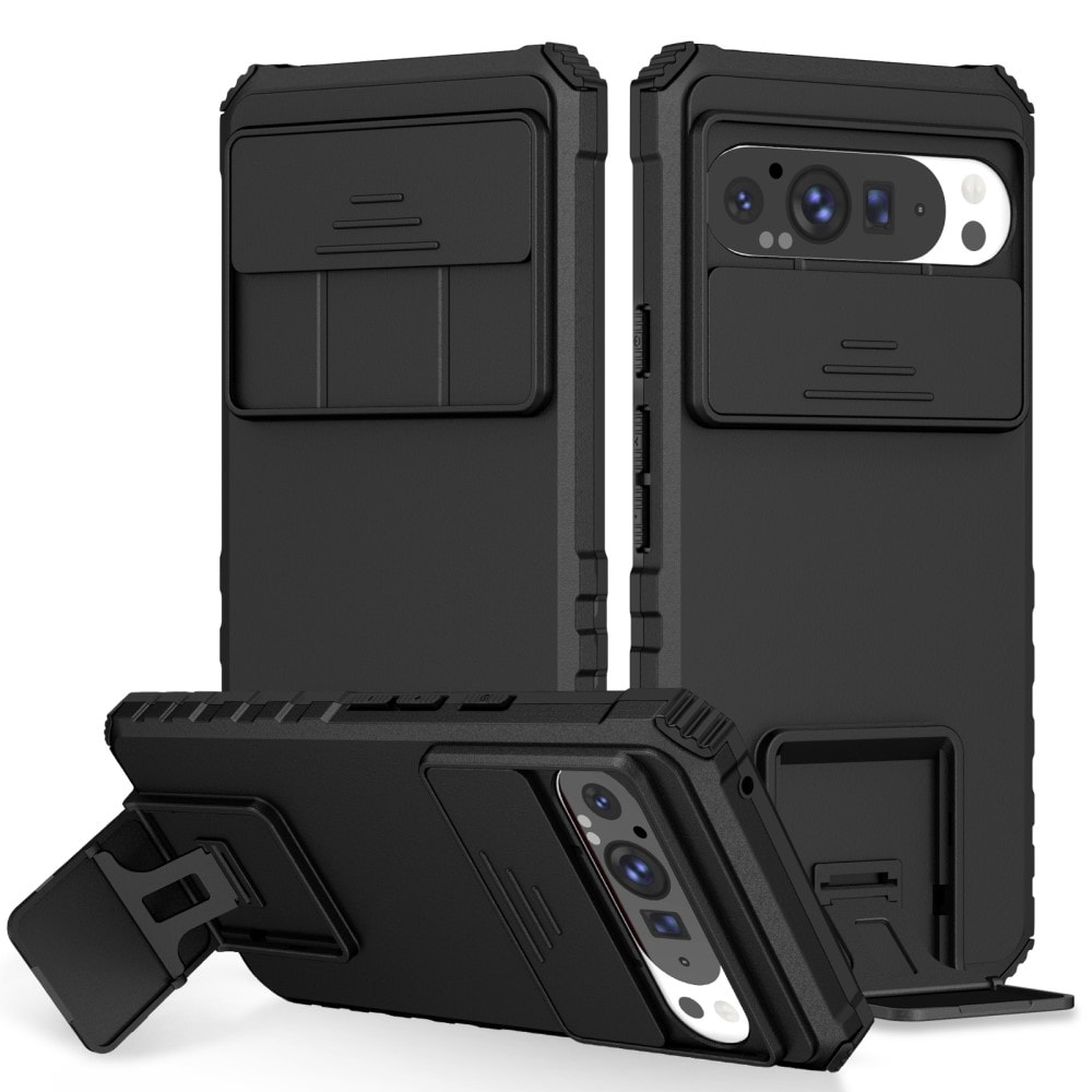 Google Pixel 9 Pro XL Skal med Kickstand & Kameraskydd, Svart