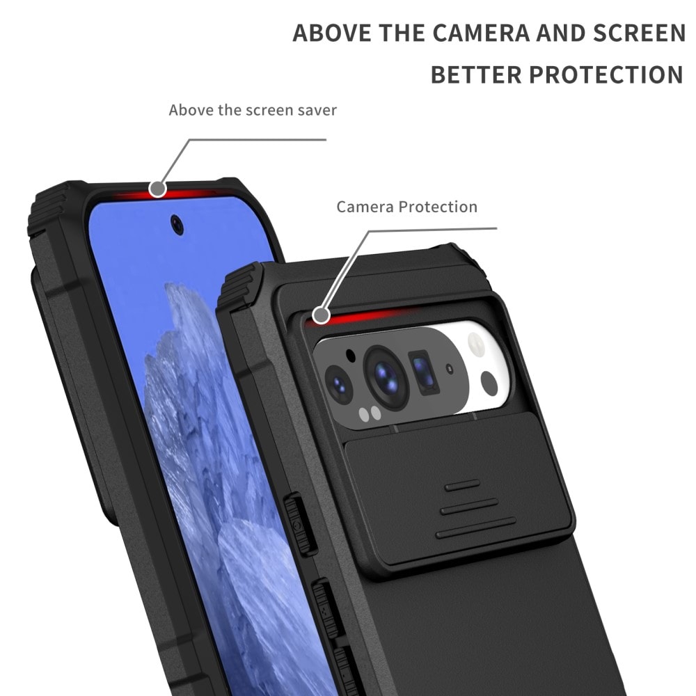 Google Pixel 9 Pro XL Skal med Kickstand & Kameraskydd, Svart