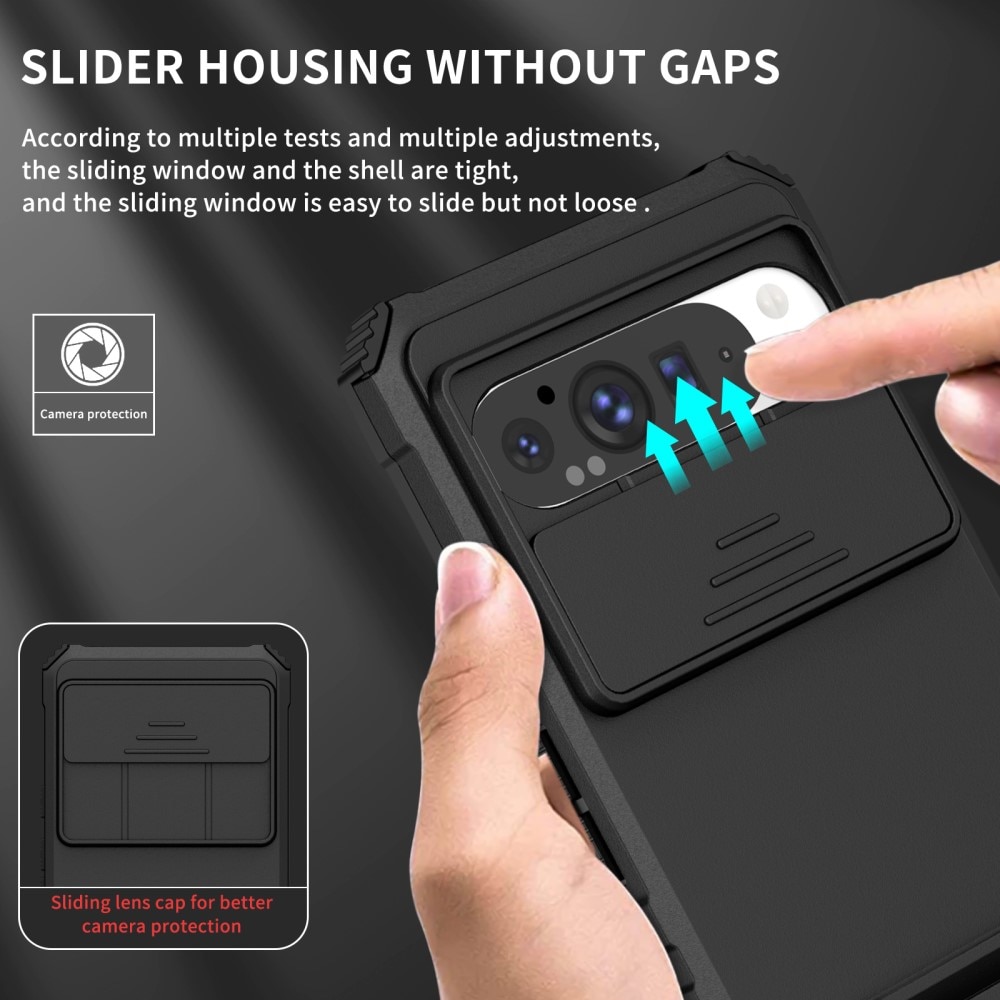 Google Pixel 9 Pro XL Skal med Kickstand & Kameraskydd, Svart